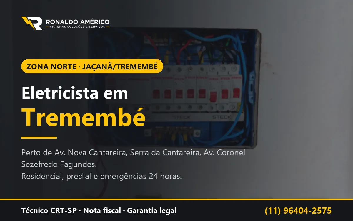 Arte: eletricista em Tremembé, Zona Norte de São Paulo — atendimento perto de Av. Nova Cantareira, Serra da Cantareira, Av. Coronel Sezefredo Fagundes
